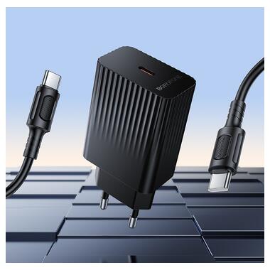 Сетевое зарядное устройство BOROFONE BAS75A Source single port PD30W charger set (C to C) (EU) Black (6941991122859) фото №4