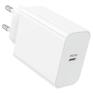 Сетевое зарядное устройство BOROFONE BA107A Stellar single port PD30W charger (EU) White (6941991125348) фото №4