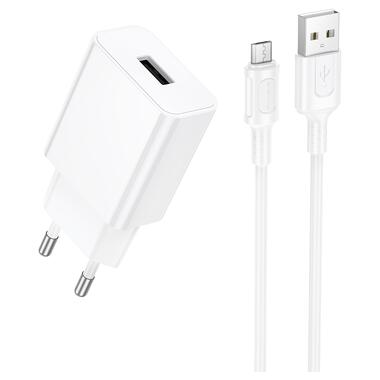 Сетевое зарядное устройство BOROFONE BA110A Lemi single port charger set (Micro) (EU) White (6941991126956) фото №1