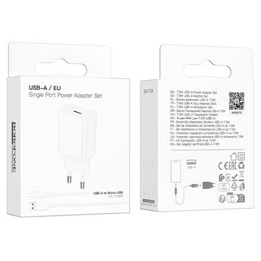 Сетевое зарядное устройство BOROFONE BA110A Lemi single port charger set (Micro) (EU) White (6941991126956) фото №2