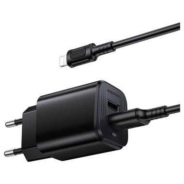Сетевое зарядное устройство BOROFONE BAS81A Star dual-port charger set (iP) (EU) Black (6941991126642) фото №3