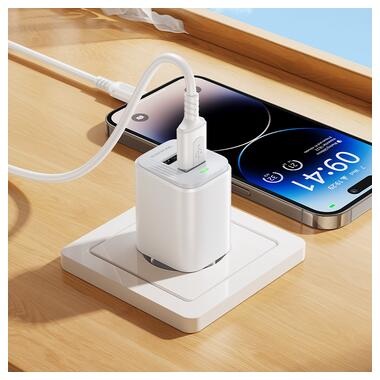 Сетевое зарядное устройство BOROFONE BAS81A Star dual-port charger set (iP) (EU) White (6941991126659) фото №5