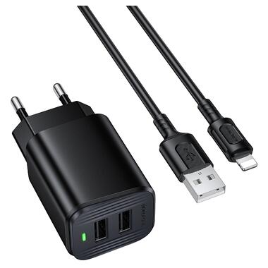Сетевое зарядное устройство BOROFONE BAS81A Star dual-port charger set (Type-C) (EU) Black (6941991126680) фото №1