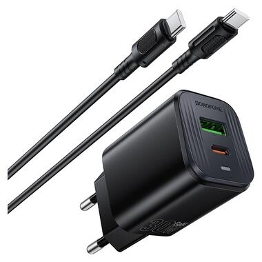 Сетевое зарядное устройство BOROFONE BAS85A Star PD30W+QC3.0 charger set (C to C) (EU) Black (6941991126857) фото №6
