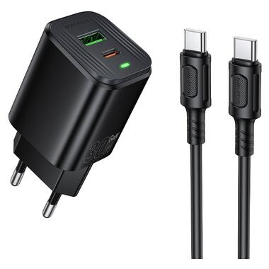 Сетевое зарядное устройство BOROFONE BAS85A Star PD30W+QC3.0 charger set (C to C) (EU) Black (6941991126857) фото №1