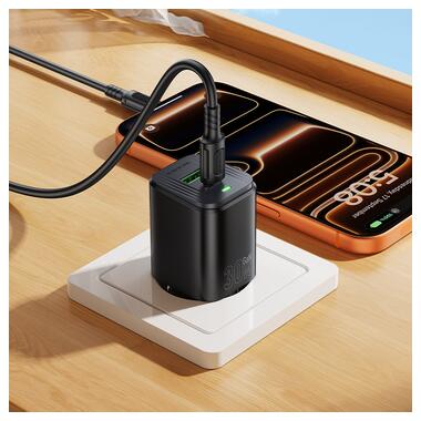 Сетевое зарядное устройство BOROFONE BAS85A Star PD30W+QC3.0 charger set (C to C) (EU) Black (6941991126857) фото №8