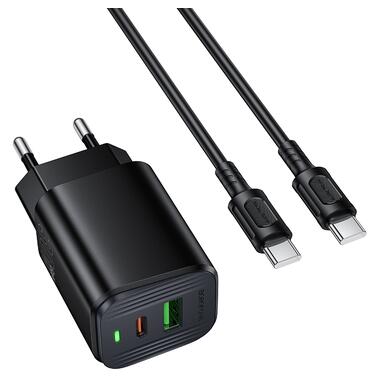 Сетевое зарядное устройство BOROFONE BAS85A Star PD30W+QC3.0 charger set (C to C) (EU) Black (6941991126857) фото №3