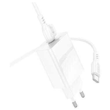 Сетевое зарядное устройство с кабелем BOROFONE BA21A Pro Long journey single port PD20W charger set(C to C) White (6941991111426) фото №4