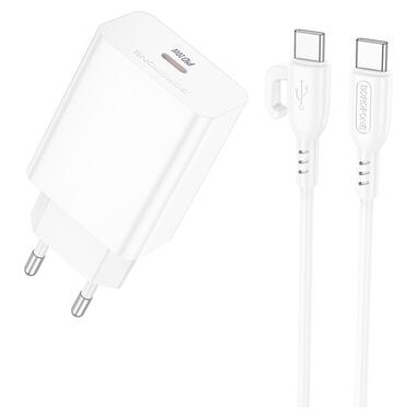 Сетевое зарядное устройство с кабелем BOROFONE BA21A Pro Long journey single port PD20W charger set(C to C) White (6941991111426) фото №1