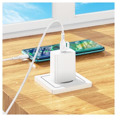 Сетевое зарядное устройство с кабелем BOROFONE BA21A Pro Long journey single port PD20W charger set(C to C) White (6941991111426) фото №7