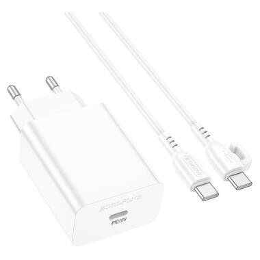 Сетевое зарядное устройство с кабелем BOROFONE BA21A Pro Long journey single port PD20W charger set(C to C) White (6941991111426) фото №3