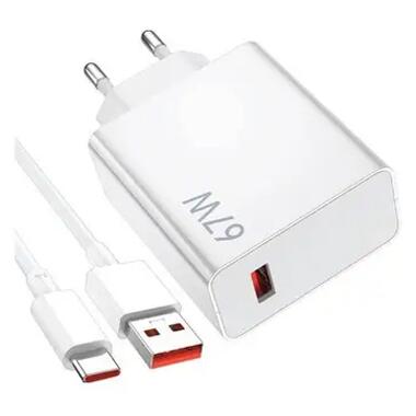 Сетевое зарядное устройство Xiaomi Wall Charger 67W White + USB-C (BHR4935CN)  фото №1