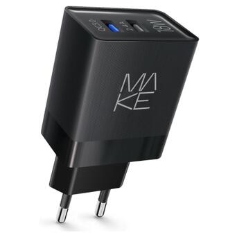 Зарядний пристрій MAKE 18W QC3.0 2.4A Black (MCW-322QBK) фото №1