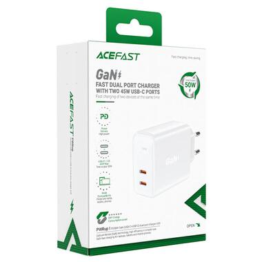 МЗП Acefast A29 PD50W GaN (USB-C+USB-C) dual port White фото №3