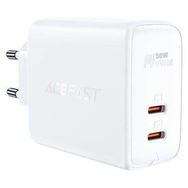 МЗП Acefast A29 PD50W GaN (USB-C+USB-C) dual port White фото №2