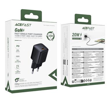 Сетевое зарядное устройство ACEFAST A117 PD20W mini GaN USB-C fast charger Black (6974316284987) фото №2