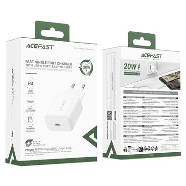 Сетевое зарядное устройство ACEFAST A130 PD20W single USB-C charger White (6974316284659) фото №2