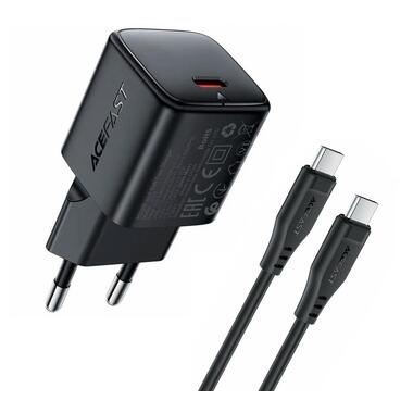 Сетевое зарядное устройство ACEFAST A117 PD20W mini GaN fast charger set(P16)black  Black (6974316286509) фото №1