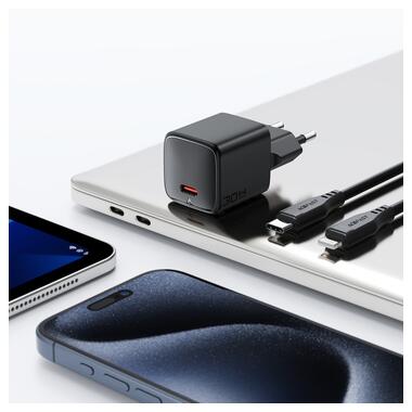 Сетевое зарядное устройство с кабелем ACEFAST A118 PD30W mini GaN USB-C fast charger set (P16) Black (6974316285182) фото №12