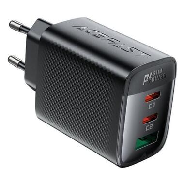 Сетевое зарядное устройство ACEFAST A108 PD67W GaN (2*USB-C+USB-A) charger Black (6974316284048) фото №1