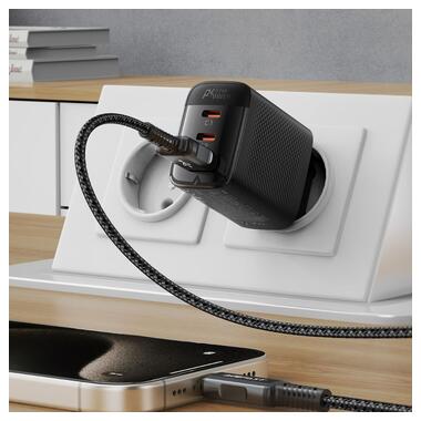 Сетевое зарядное устройство ACEFAST A108 PD67W GaN (2*USB-C+USB-A) charger Black (6974316284048) фото №7