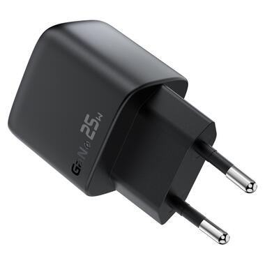 Сетевое зарядное устройство ACEFAST A114 PD25W GaN charger (USB-A+USB-C) with digital display Black (6974316284437) фото №5