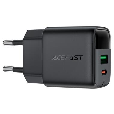 Сетевое зарядное устройство ACEFAST A114 PD25W GaN charger (USB-A+USB-C) with digital display Black (6974316284437) фото №4