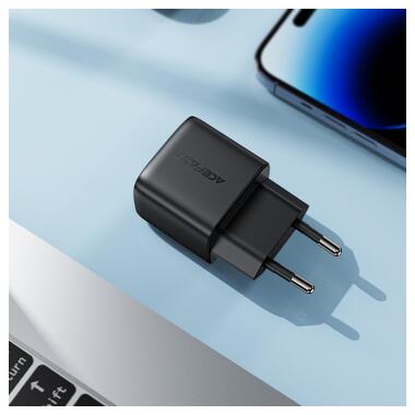 Сетевое зарядное устройство ACEFAST A116 PD35W GaN charger (USB-A+USB-C) with digital display Black (6974316284468) фото №7