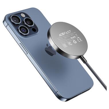 Беспроводное зарядное устройство ACEFAST E24 QI2 desktop magnetic wireless charger with cable Metal Gray (6974316284758) фото №5