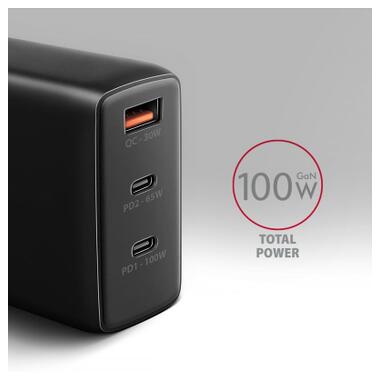 Зарядное устройство AXAGON 1xUSB + 2xUSB-C 100W QC4+ PD3.0 PPS black (ACU-DPQ100) фото №3