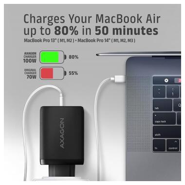 Зарядное устройство AXAGON 1xUSB + 2xUSB-C 100W QC4+ PD3.0 PPS black (ACU-DPQ100) фото №8