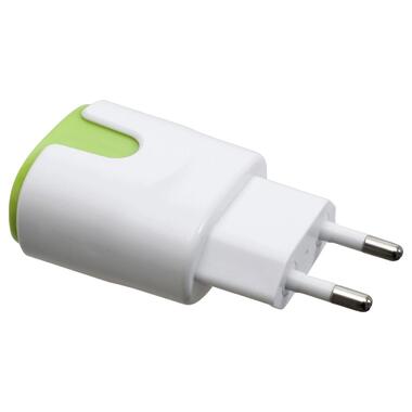 Зарядний пристрій Patron PN-2USB-220V-G 2 x USB 2.0 2A/1A White/Green фото №2