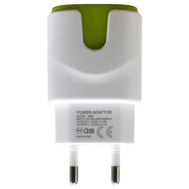 Зарядний пристрій Patron PN-2USB-220V-G 2 x USB 2.0 2A/1A White/Green фото №3