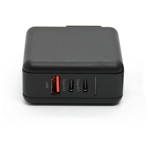 Зарядний пристрій HQ-Tech 65W GaN Global Travel Charger, 3-Port USB, PD, 65W, AC220V, Black, Box фото №2