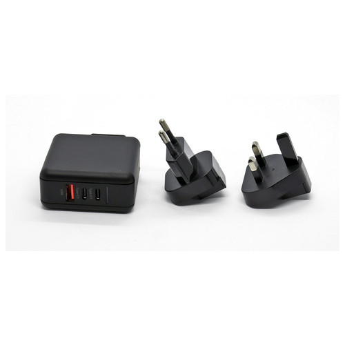 Зарядний пристрій HQ-Tech 65W GaN Global Travel Charger, 3-Port USB, PD, 65W, AC220V, Black, Box фото №6