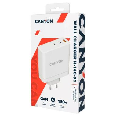 Зарядний пристрій Canyon H-140-01 Wall charger with 1USB-A 2 USB-C (CND-CHA140W01) фото №4