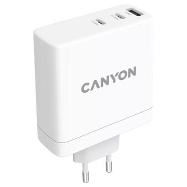 Зарядний пристрій Canyon H-140-01 Wall charger with 1USB-A 2 USB-C (CND-CHA140W01) фото №1