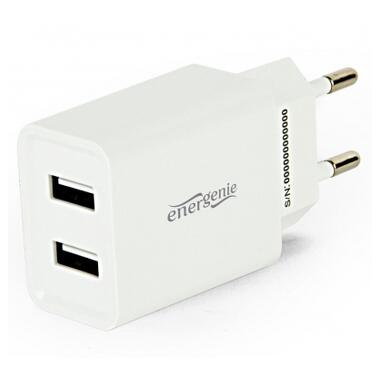 Зарядний пристрій EnerGenie USB 2.1A, white (EG-U2C2A-03-W) фото №1