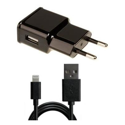 Зарядний пристрій Grand-X 1xUSB 21A Black cable USB Lightning Cu 2.1А 1m (CH03LTB) фото №1