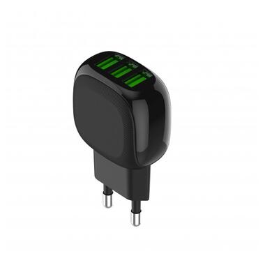 Адаптер мережевий LDNIO Micro USB Cable A3309 |3USB, 3.4A| чорний фото №1
