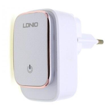 Адаптер мережевий LDNIO Micro USB Cable Touch Light A2205 |2USB, 2.4A| білий фото №1