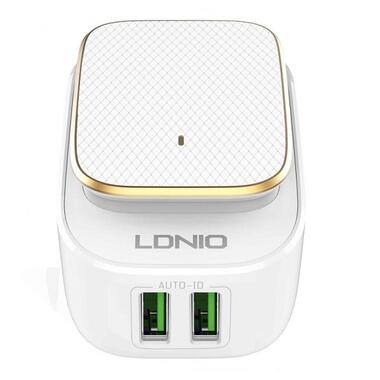 Адаптер мережевий LDNIO Micro USB Cable Touch Light A2205 |2USB, 2.4A| білий фото №3