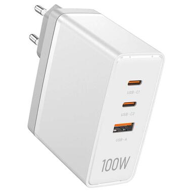 Зарядний пристрій 3xUSB 100W GaN (2хUSB-C+USB-A) білий Vention (FEGW0-EU) фото №1