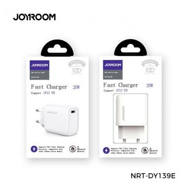 Адаптер мережевий JOYROOM Intelligent fast charger NRT-DY139E |1Type-C, QC/PD, 3A/20W| білий фото №7