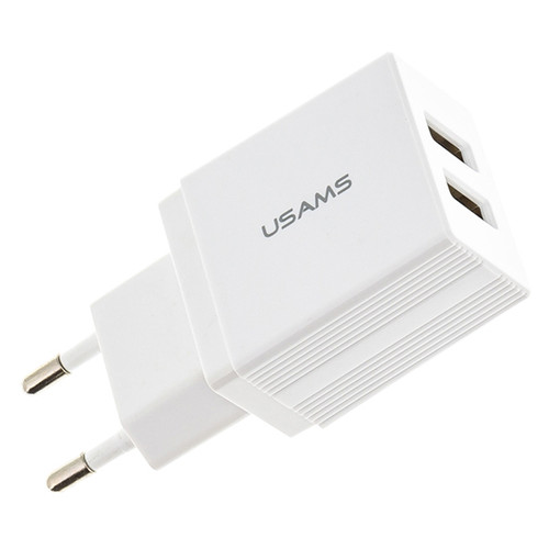 Зарядний пристрій Usams US-CC090 T24 2.1A Dual USB Travel Charger (EU) Білий фото №2