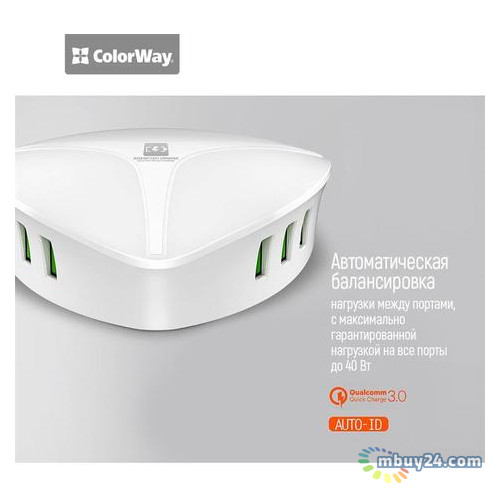 Мережевий зарядний пристрій ColorWay QC3 White (CW-CHS06QW) фото №8