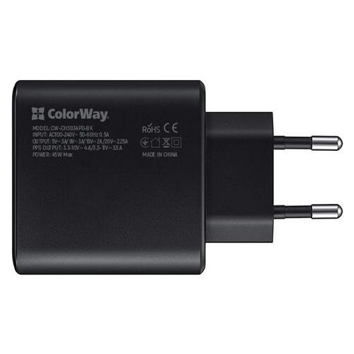Зарядний пристрій ColorWay Power Delivery Port PPS Black (CW-CHS034PD-BK) фото №4