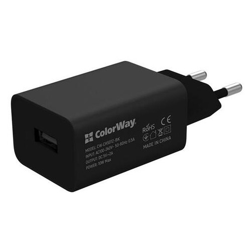 Мережевий зарядний пристрій ColorWay Black (CW-CHS012-BK) фото №1