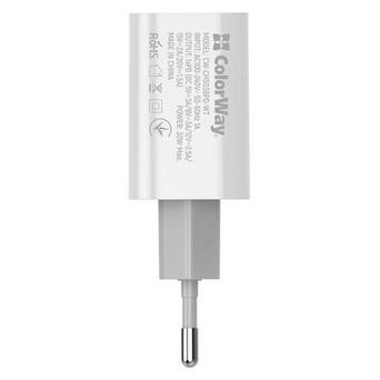 Мережевий зарядний пристрій Colorway Power Delivery PPS USB Type-C (30W) White (CW-CHS038PD-WT) фото №6