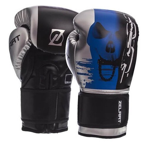 Боксерські рукавички Zelart BO-1315 12oz Чорно-синій (37363050) фото №1